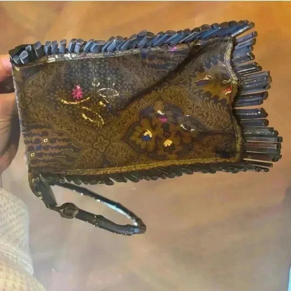 World market wooden purse with bamboo handles very boho artsy look - Picture 10 of 16